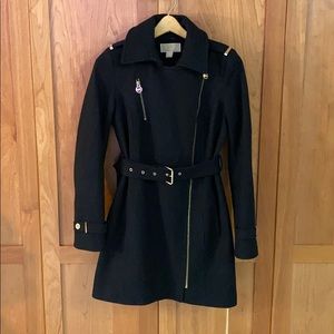 Sz 2 Michael Kors Black Wool Jacket w Gold